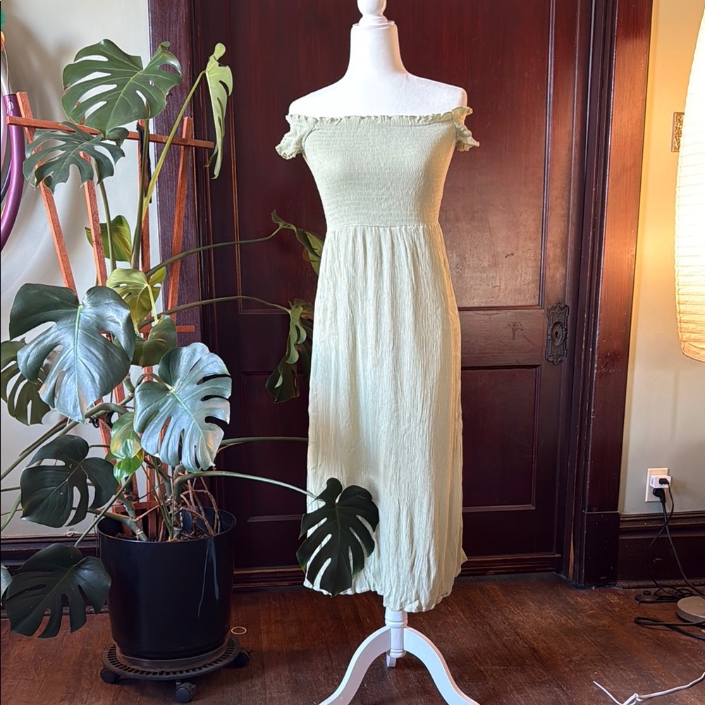 Elegant Off-Shoulder Mint Dress